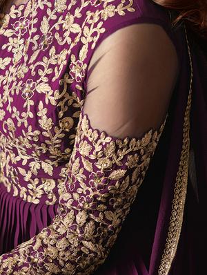 embroidered semi-stitched anarkali suit - 16253730 - Standard Image - 2