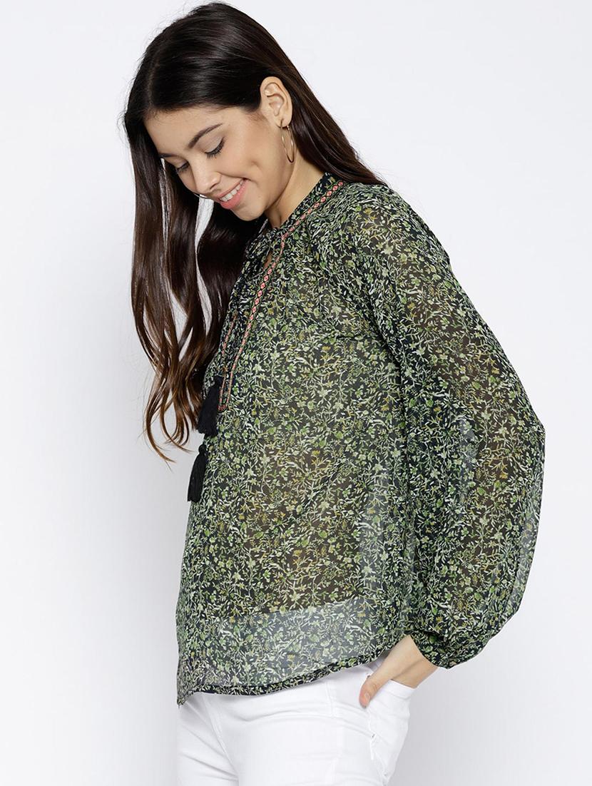 tie up neck peasant top - 16254518 - Zoom Image - 2