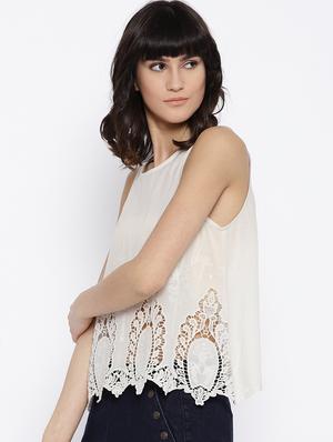 crochet detail embroidered top - 16254542 - Standard Image - 2