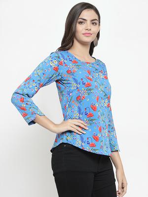 curved hem floral top - 16255238 - Standard Image - 2