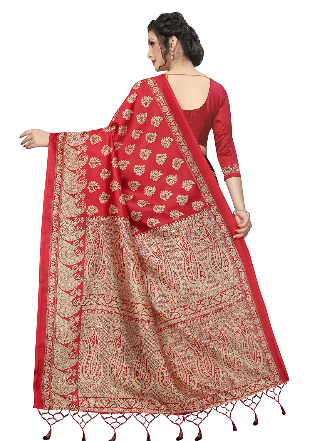 half & half printed saree with blouse - 16256025 - Zoom Image - 2