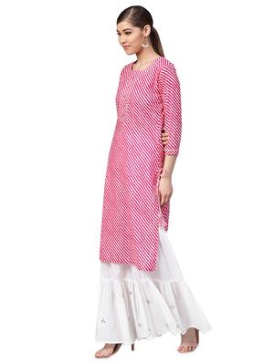 leheriya printed kurta with sharara set - 16256372 - Standard Image - 2