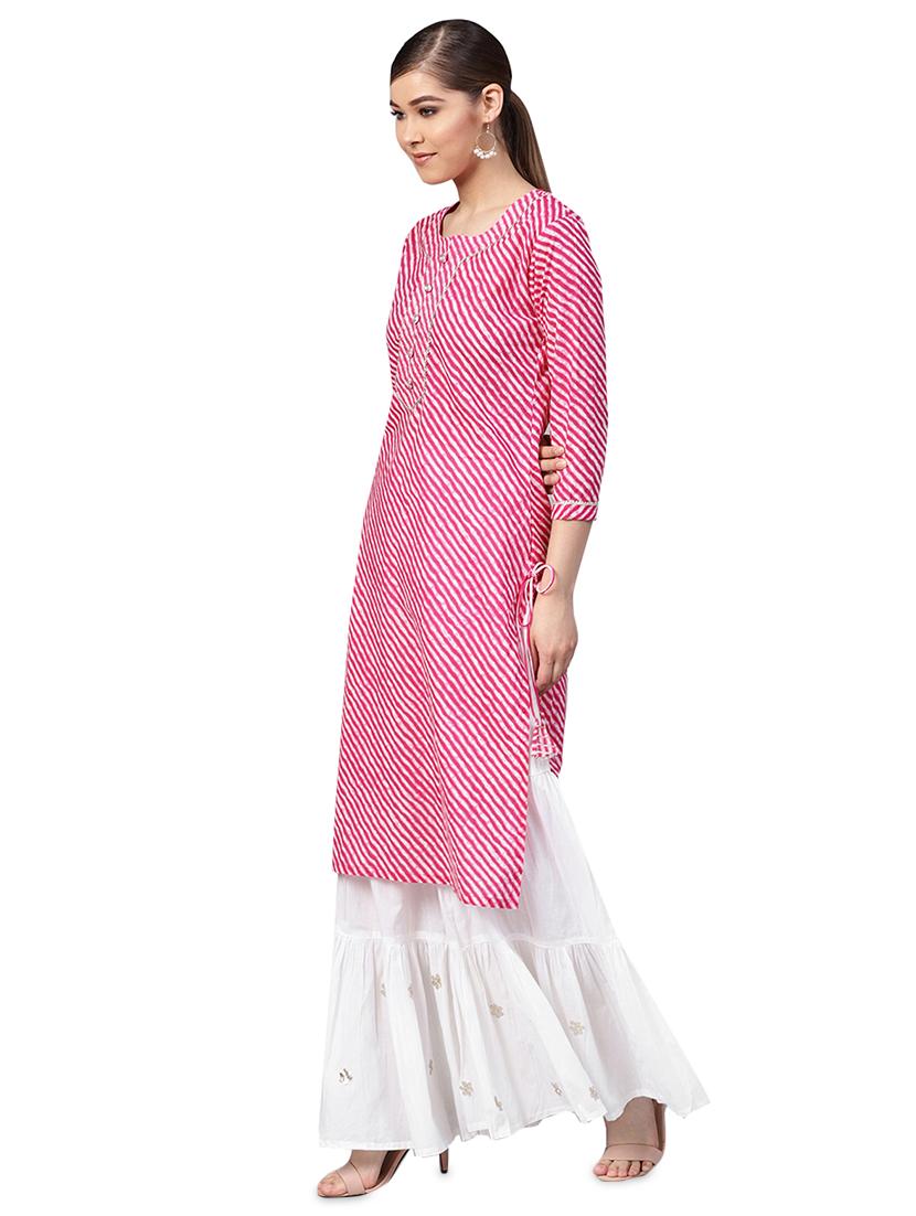 leheriya printed kurta with sharara set - 16256372 - Zoom Image - 2