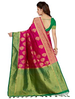 floral zari motif woven saree with blouse - 16256581 - Standard Image - 2