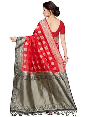 conversational zari motif woven saree with blouse - 16256592 - Standard Image - 2