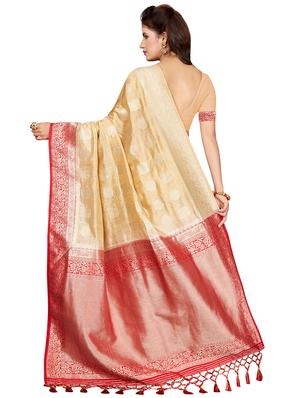 conversational zari motif woven saree with blouse - 16256593 - Standard Image - 2