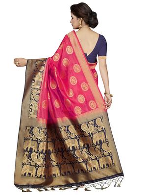 conversational zari motif woven saree with blouse - 16256594 - Standard Image - 2