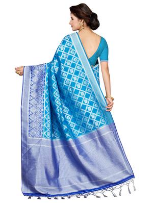 conversational zari motif woven saree with blouse - 16256595 - Standard Image - 2
