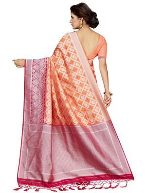 checkered zari motif woven saree with blouse - 16256597 - Standard Image - 2