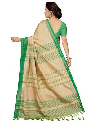 contrast zari border woven saree with blouse - 16256607 - Standard Image - 2