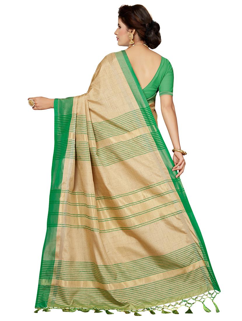 contrast zari border woven saree with blouse - 16256607 - Zoom Image - 2