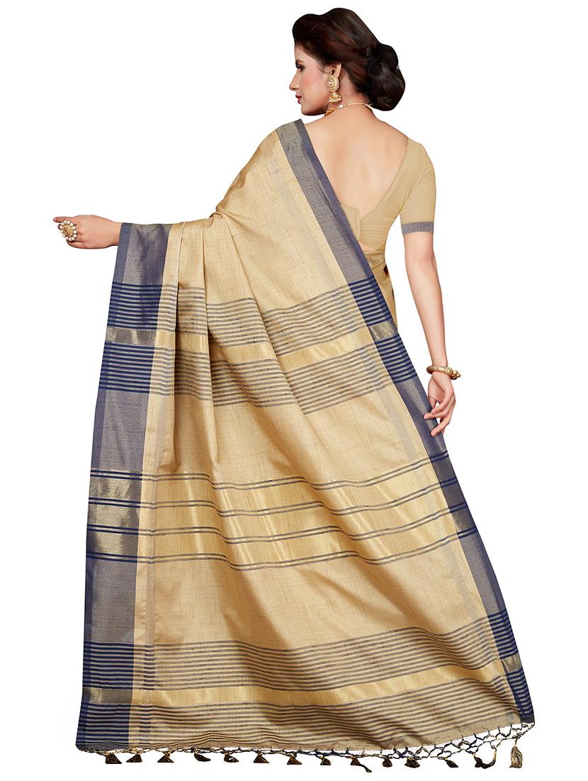 contrast zari border woven saree with blouse - 16256608 - Zoom Image - 2