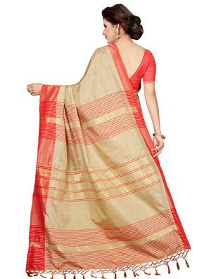 contrast zari border woven saree with blouse - 16256609 - Standard Image - 2