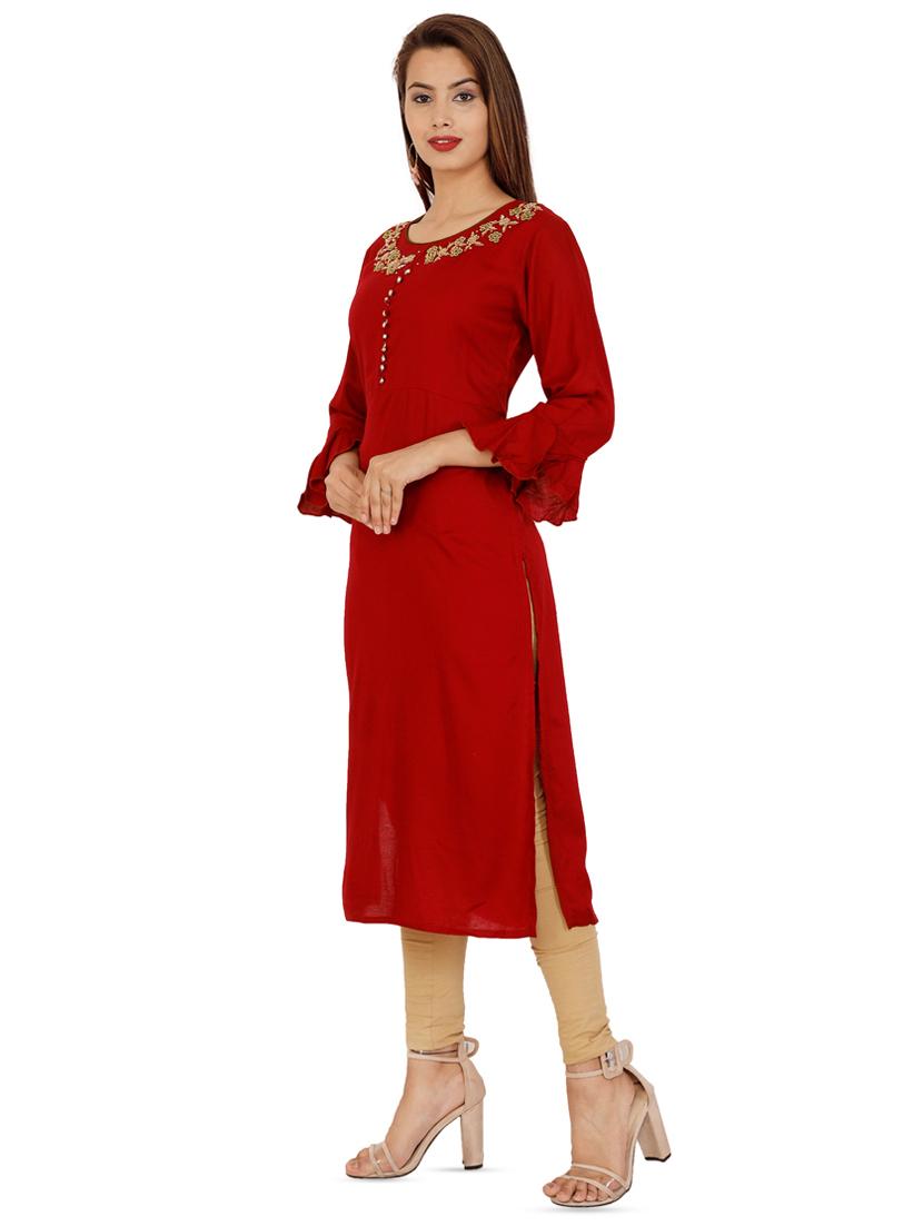 embellished straight kurta - 16256693 - Zoom Image - 2