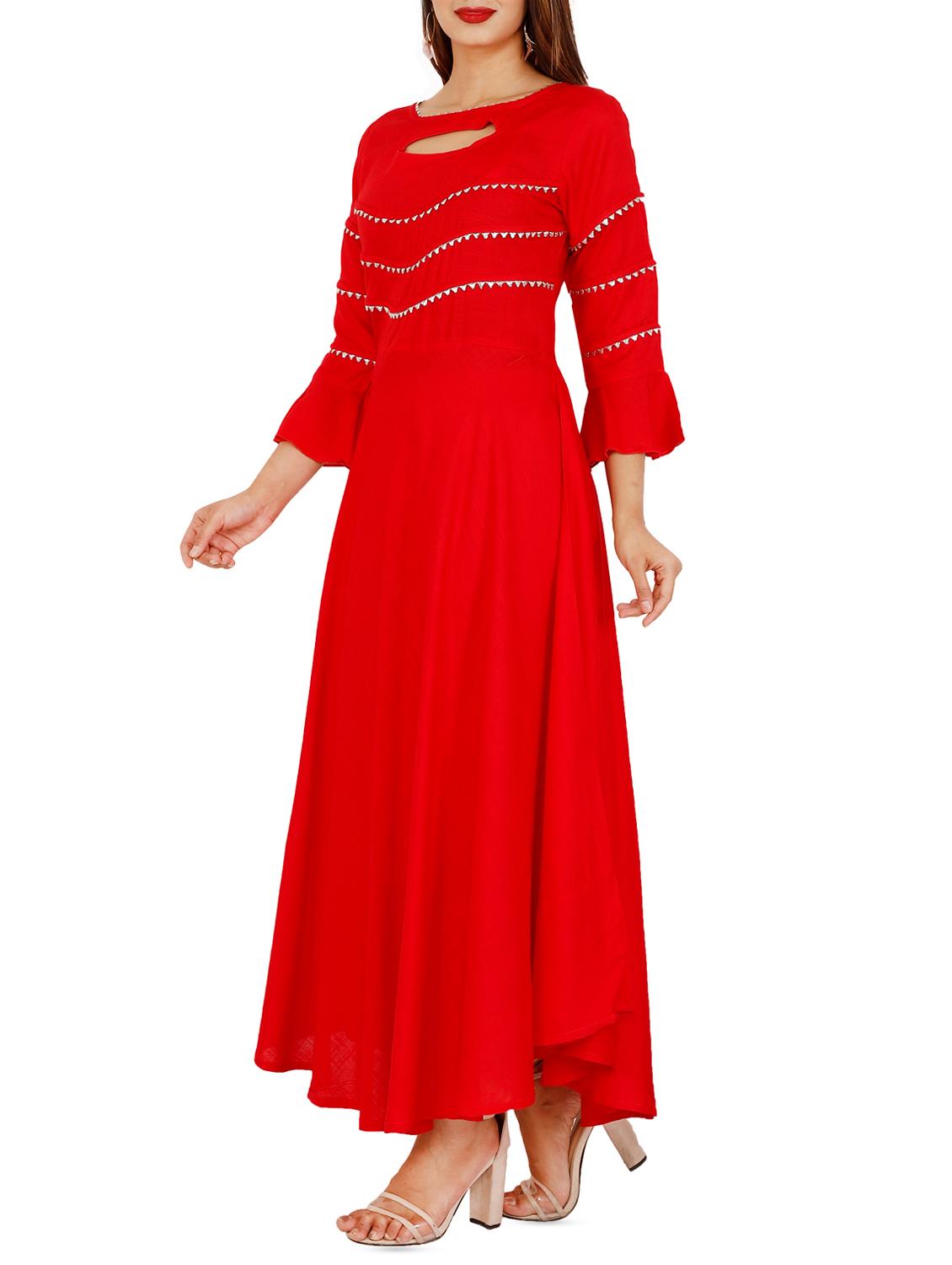 solid flared kurta - 16256695 - Zoom Image - 2