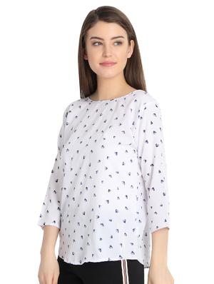 quirky prints round neck top - 16257125 - Standard Image - 2