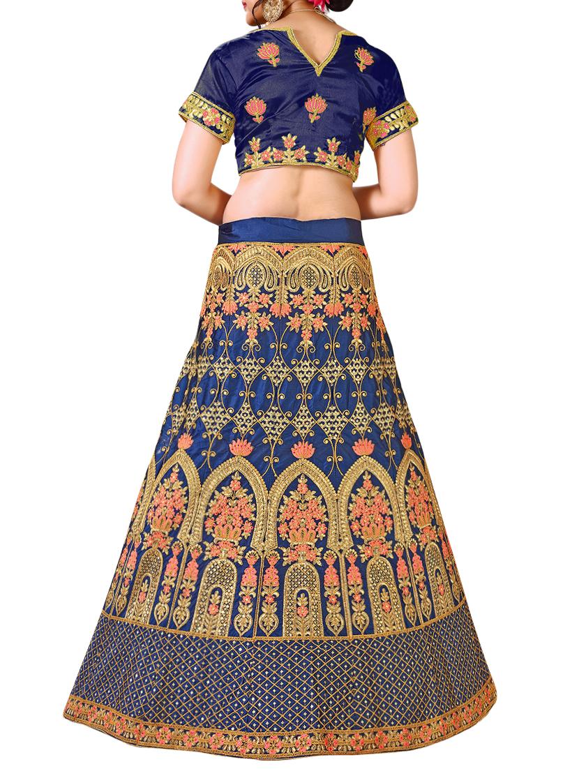 floral embroidered a-line lehenga - 16257513 - Zoom Image - 2