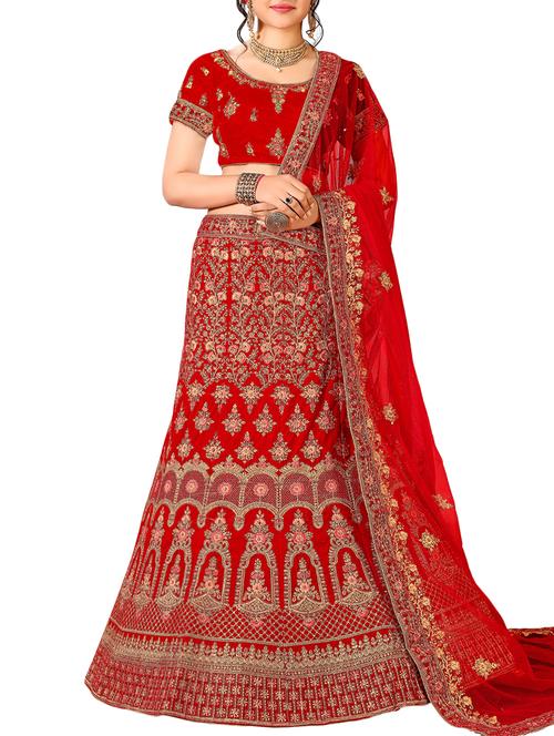 floral embroidered a-line lehenga - 16257520 - Standard Image - 1