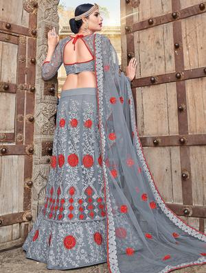 embroidered a-line lehenga - 16257559 - Standard Image - 2