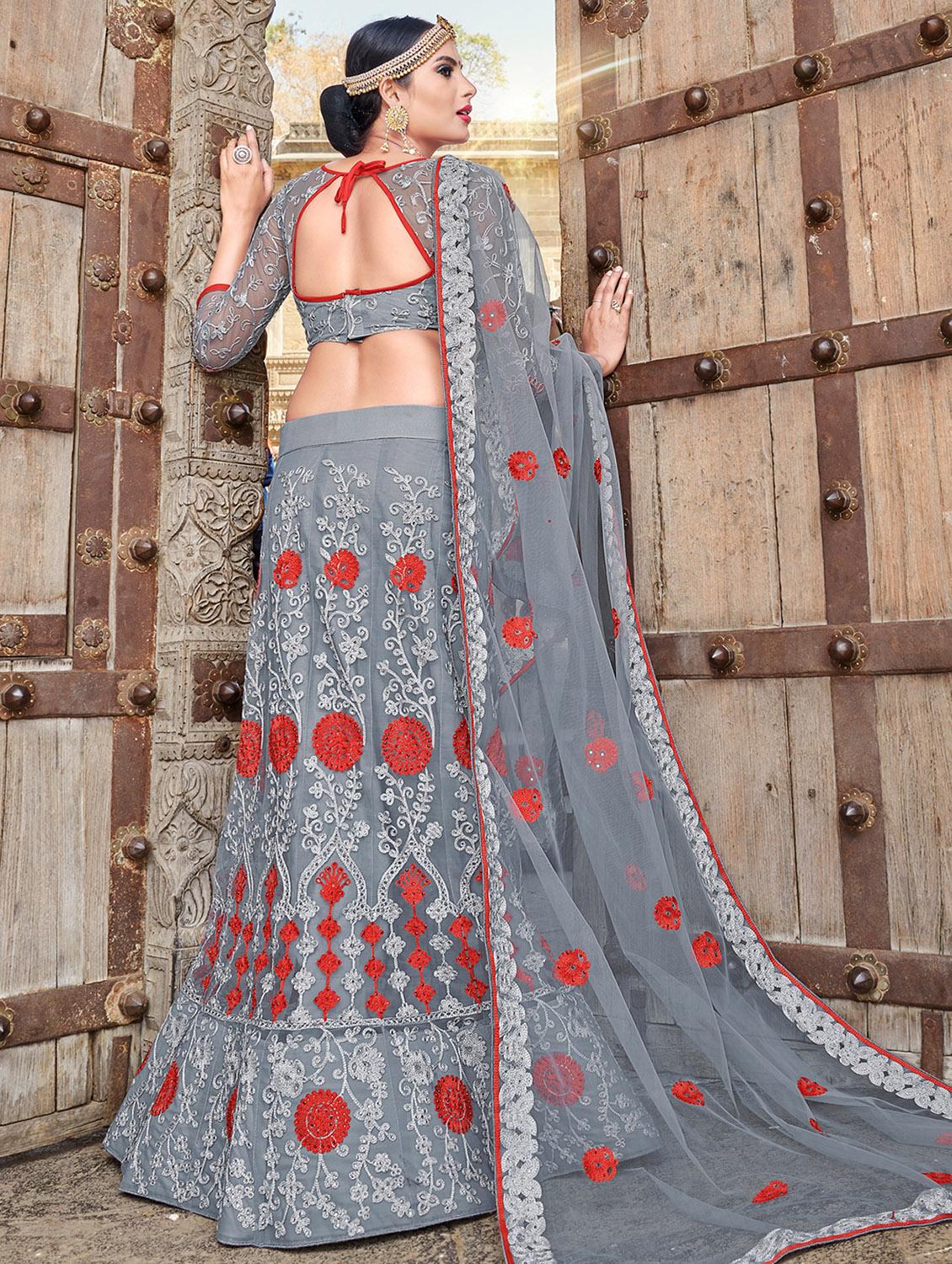 embroidered a-line lehenga - 16257559 - Zoom Image - 2