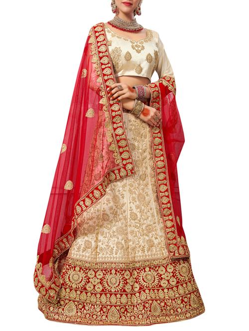 floral embroidered a-line lehenga - 16257564 - Standard Image - 1
