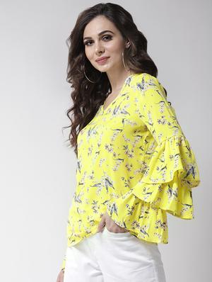 layered bell sleeved floral top - 16258317 - Standard Image - 2