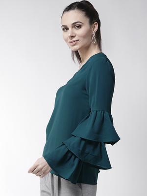 ruffled bell sleeved top - 16258337 - Standard Image - 2