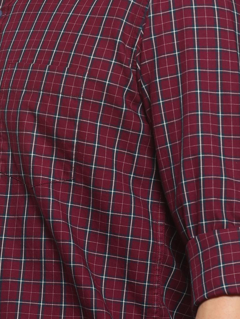 maroon checkered casual shirt - 16258923 - Zoom Image - 5