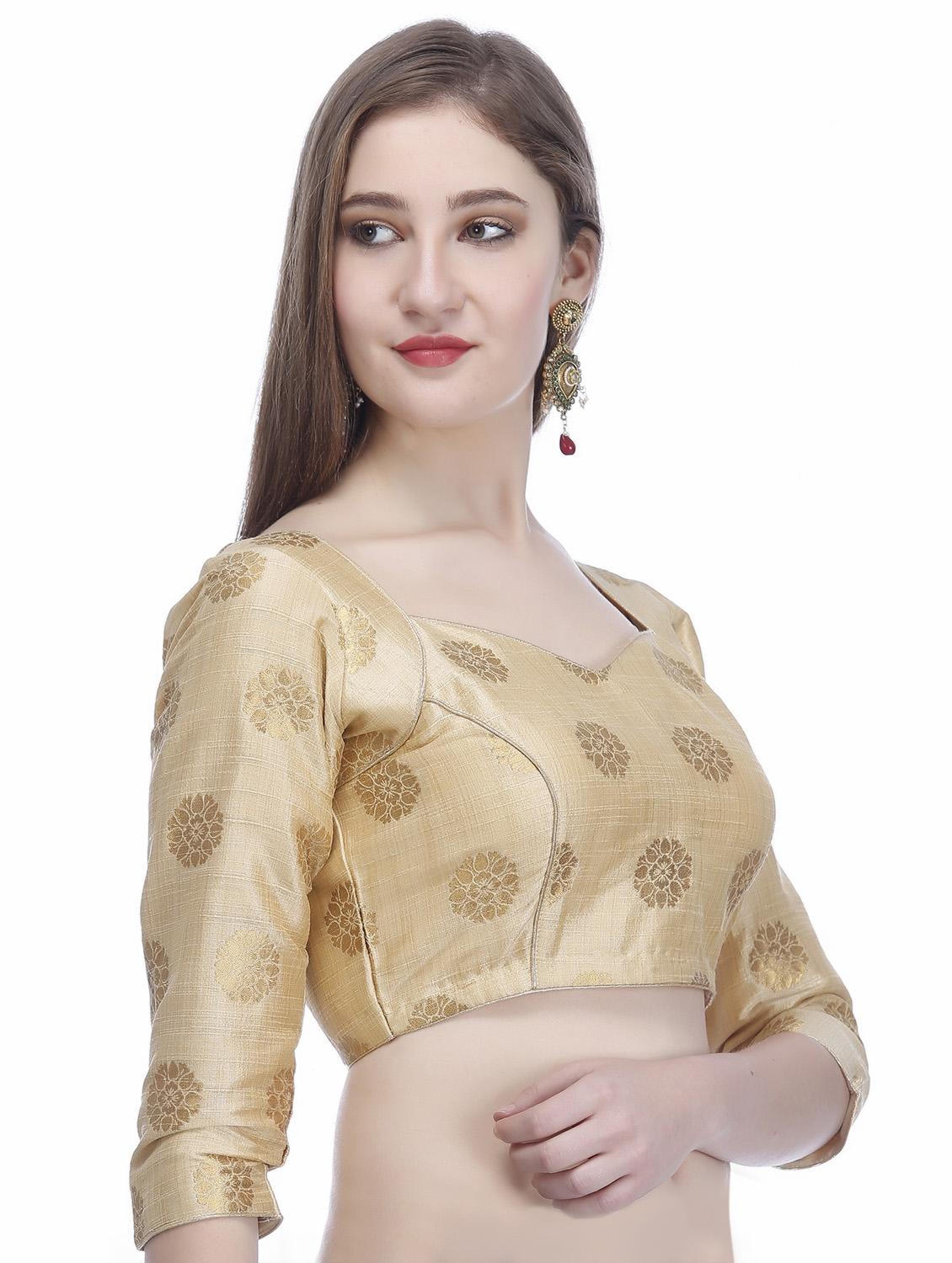 gold raw silk brocade blouse - 16259473 - Zoom Image - 2