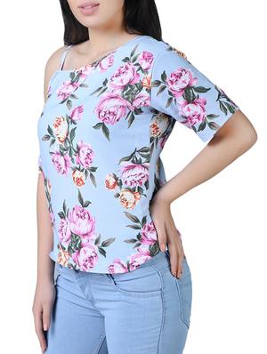 single cold shoulder floral top - 16259507 - Standard Image - 2