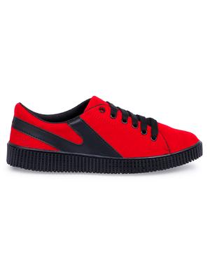 red canvas lace up sneakers - 16260768 - Standard Image - 2