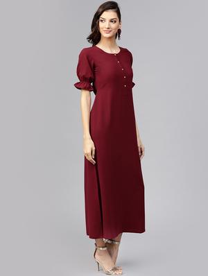side slit button detail maxi dress - 16261442 - Standard Image - 2