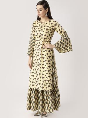 Printed straight kurta skirt set - 16261463 - Standard Image - 2