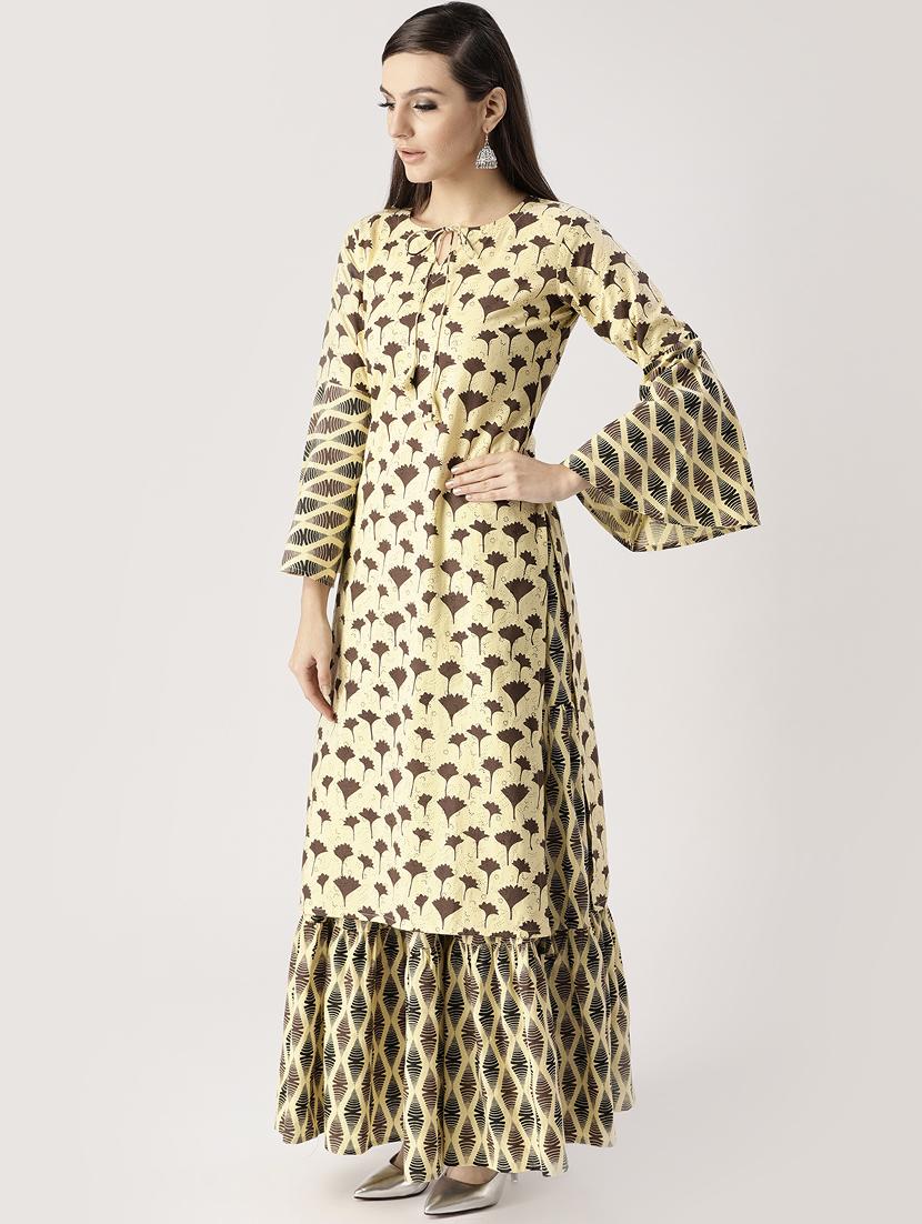 Printed straight kurta skirt set - 16261463 - Zoom Image - 2