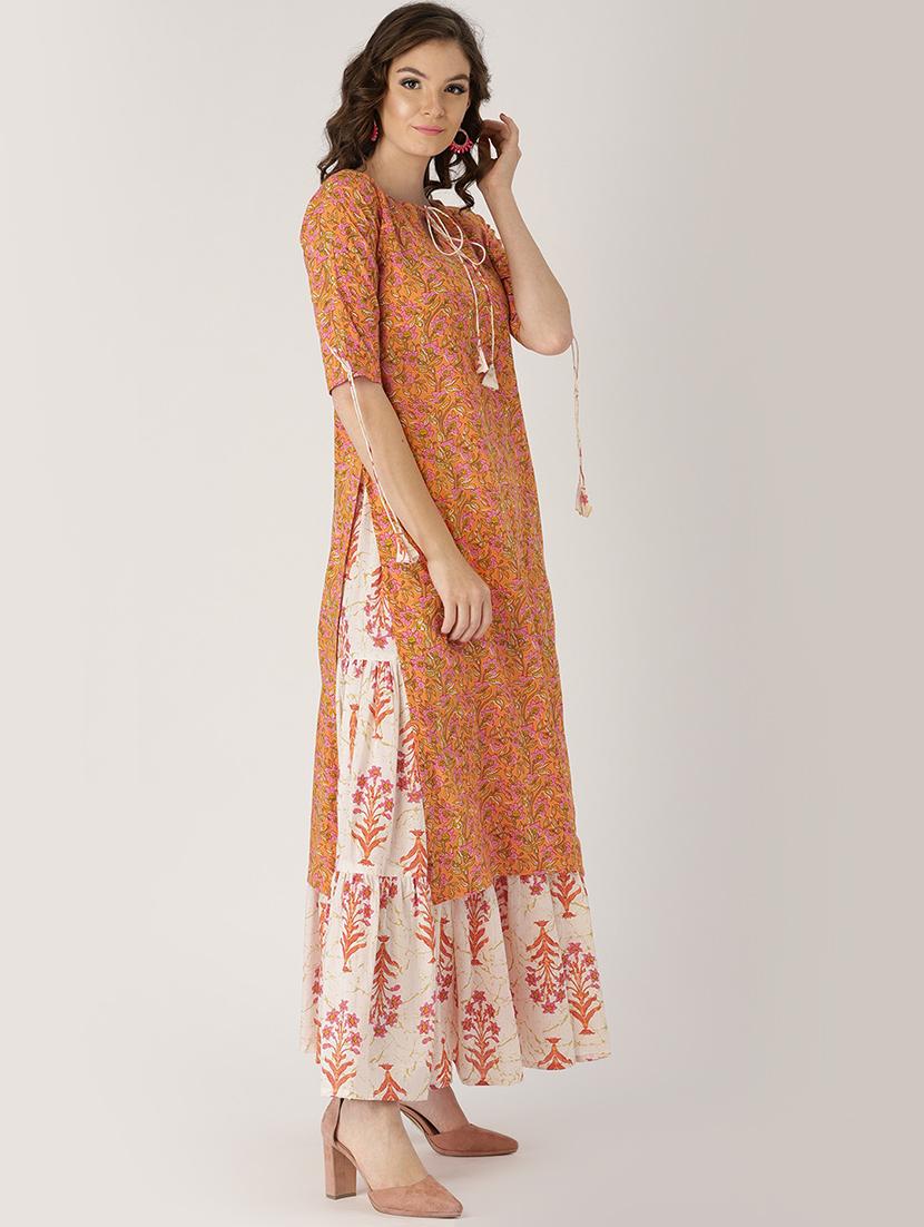 Printed straight kurta skirt set - 16261465 - Zoom Image - 2