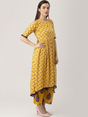 Printed High low kurtaPalazzo set - 16261466 - Standard Image - 2