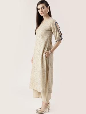 Printed straight kurta palazzo set - 16261469 - Standard Image - 2