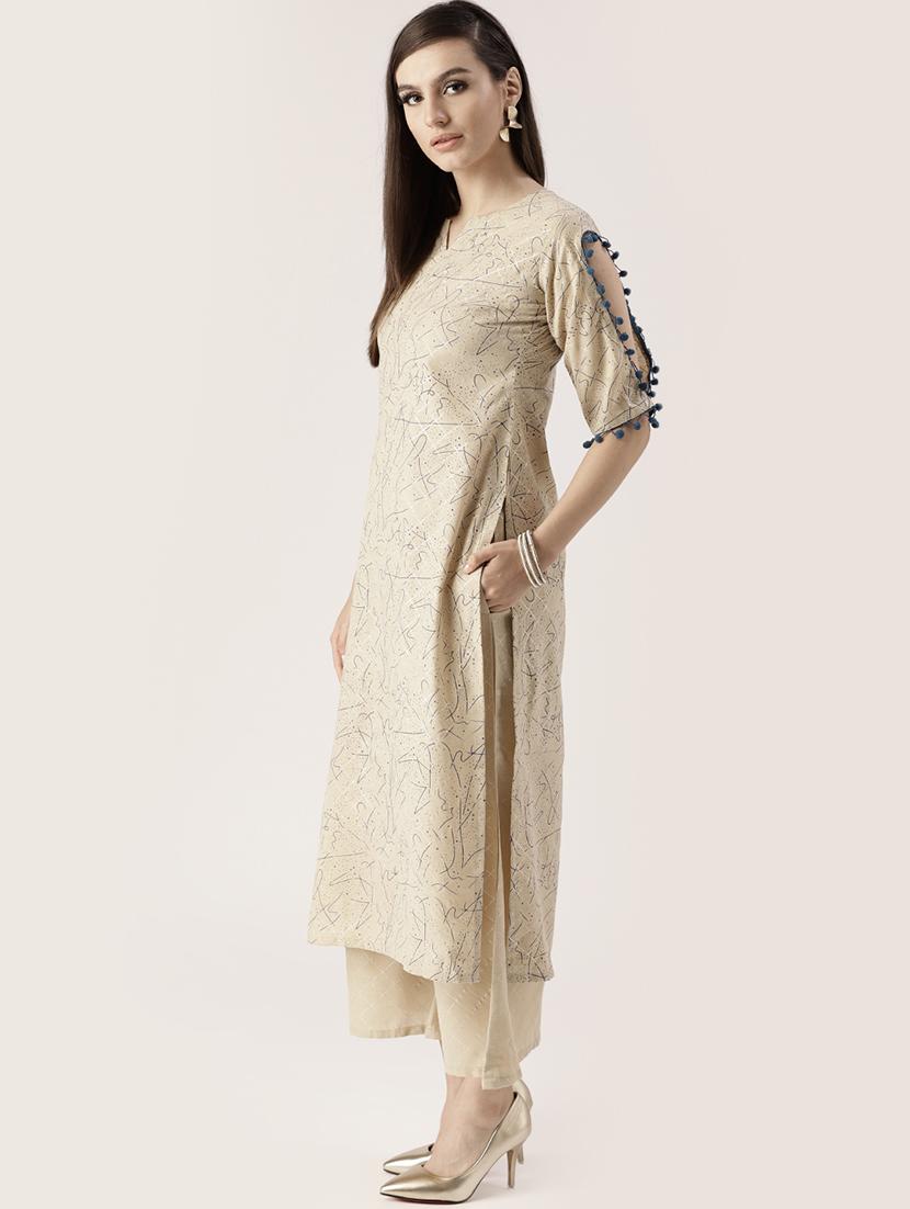 Printed straight kurta palazzo set - 16261469 - Zoom Image - 2