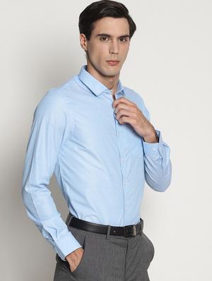 blue solid formal shirt - 16261547 - Standard Image - 2