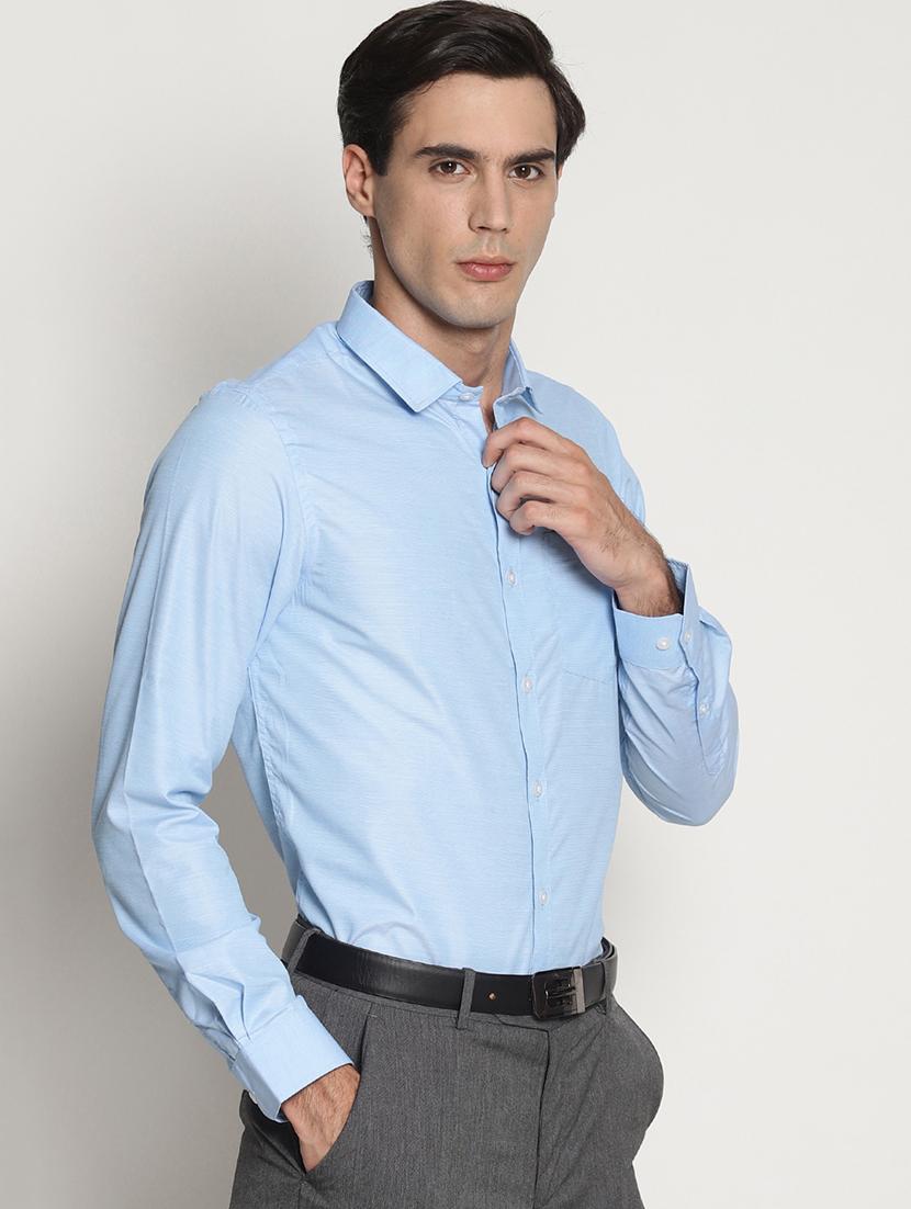 blue solid formal shirt - 16261547 - Zoom Image - 2