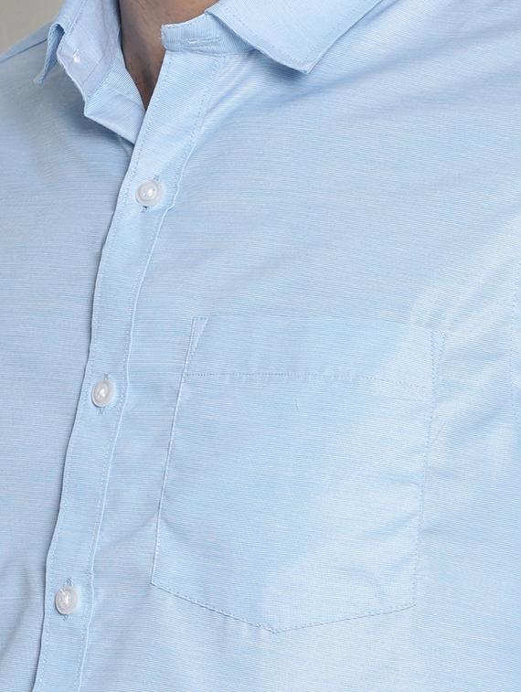 blue solid formal shirt - 16261547 - Zoom Image - 5