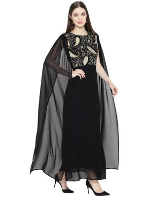 cape detail embroidered gown - 16262070 - Standard Image - 2