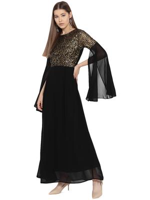 slit sleeved sequined gown - 16262072 - Standard Image - 2