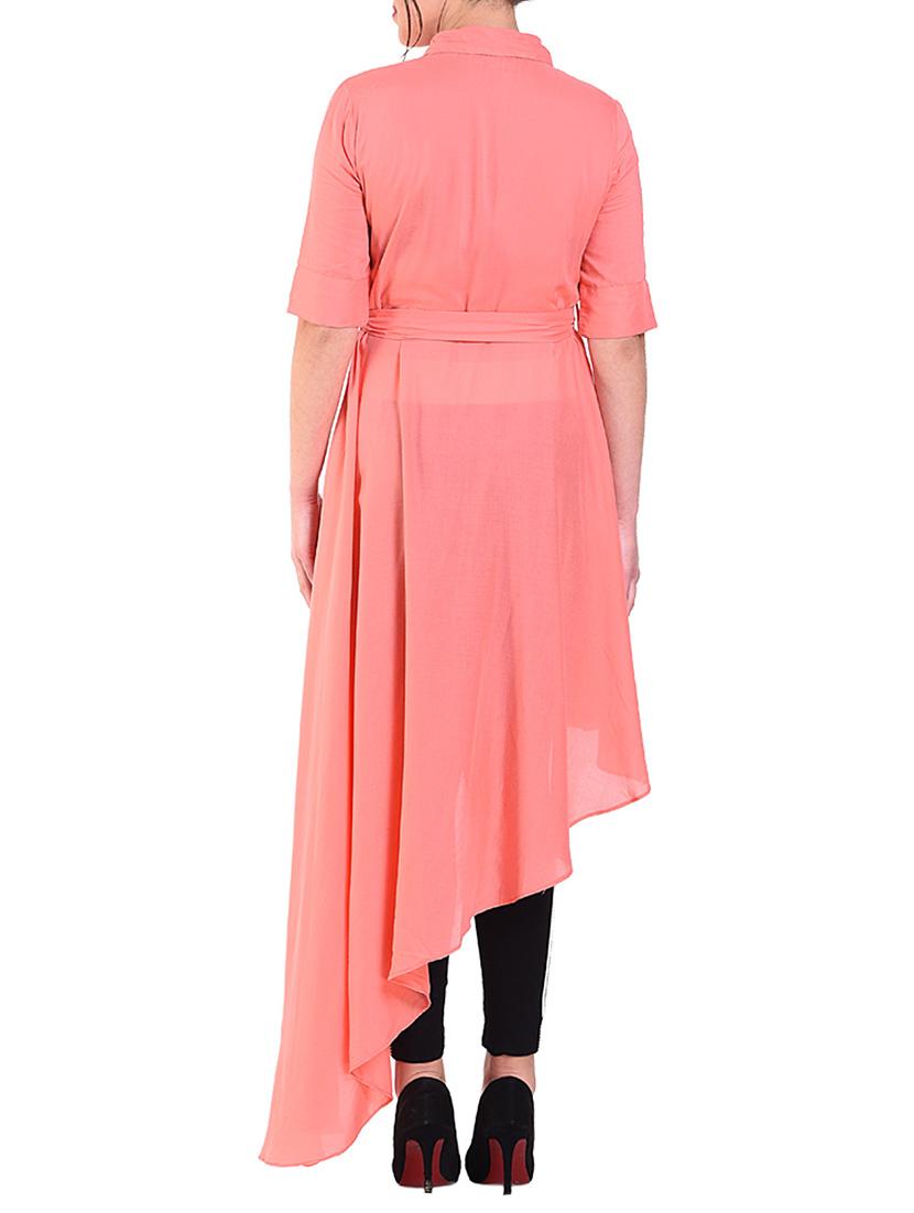 tie knot button up asymmetric tunic - 16262408 - Zoom Image - 2