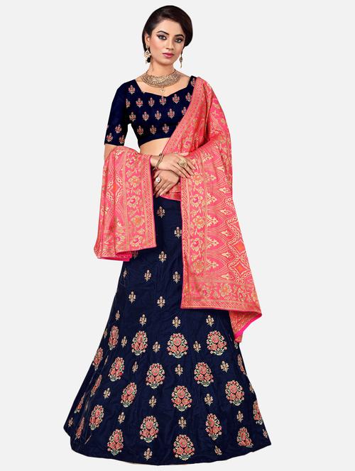 floral embroidered a-line lehenga - 16262899 - Standard Image - 1