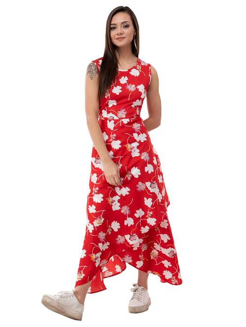 Jagged hem floral a line dress - 16263178 - Standard Image - 1