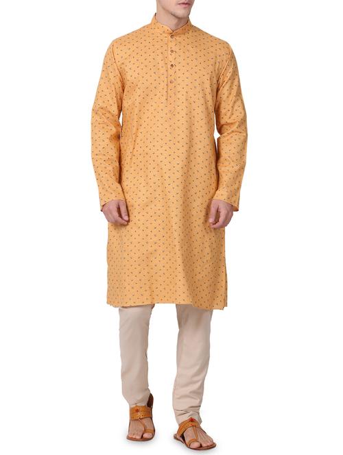 beige printed kurta pyjama set - 16264058 - Standard Image - 1