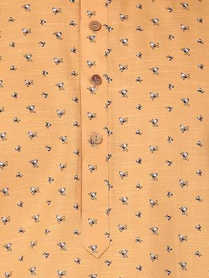 beige printed kurta pyjama set - 16264058 - Standard Image - 5