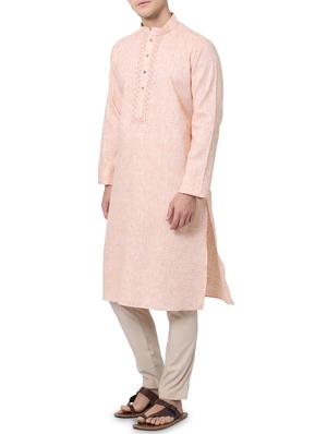 peach solid kurta pyjama set - 16264070 - Standard Image - 2
