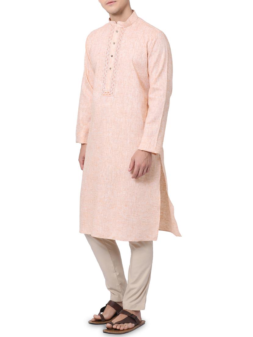 peach solid kurta pyjama set - 16264070 - Zoom Image - 2